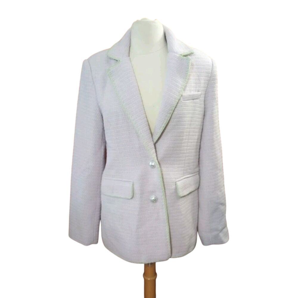 7 For All Mankind Women's Tweed Blazer Nwt Sz M Purple Textured Jacket Ariana